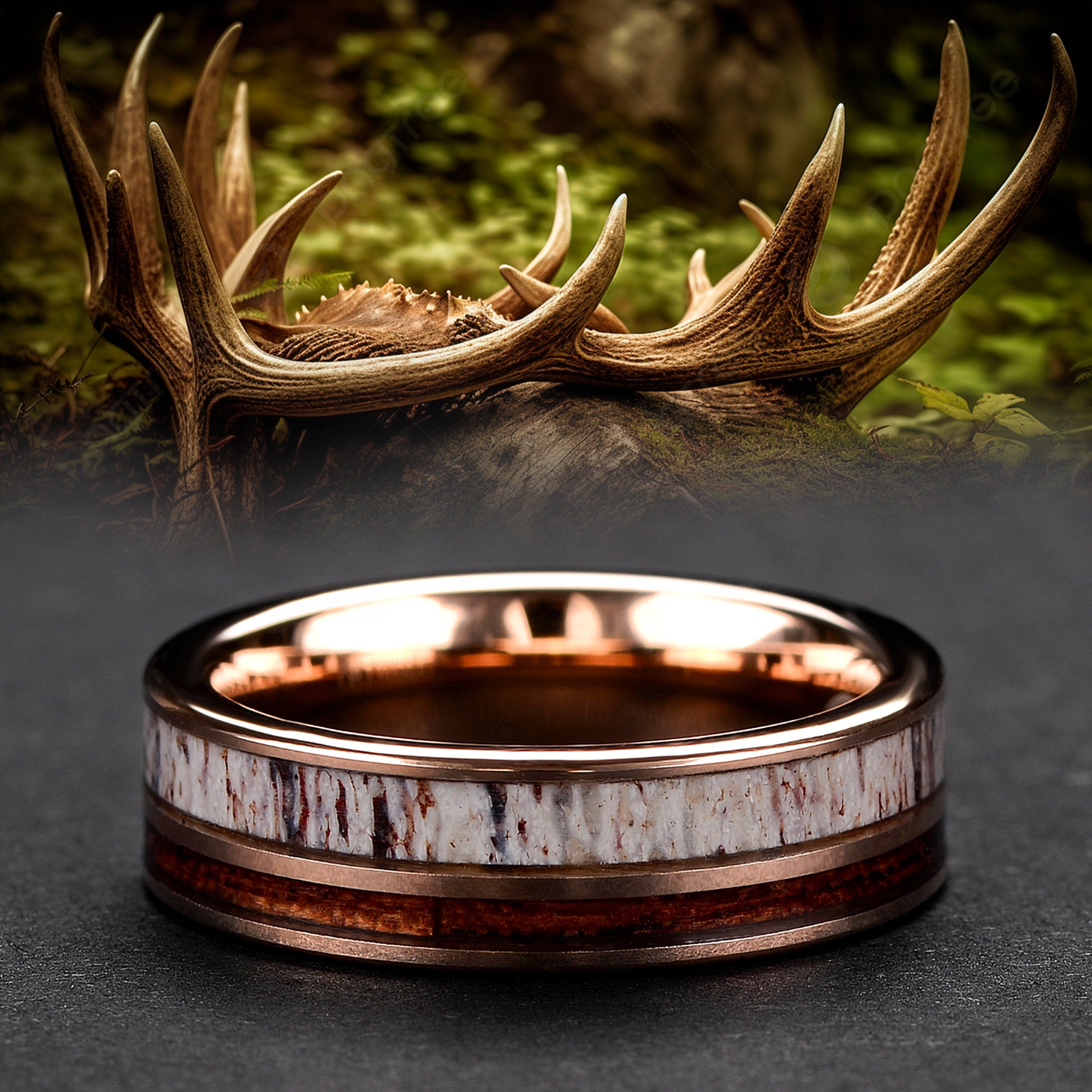 Tungsten Meteorite Ring for Women | Gold Plated Wedding Band | 6mm