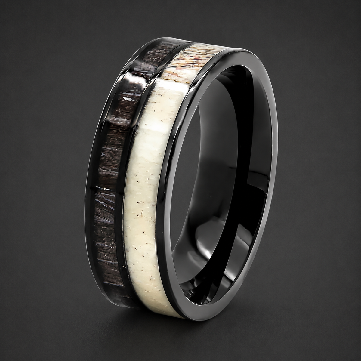Forest Emerald - Men’s Stainless Steel Band | Koa Wood & Deer Antler Inlay