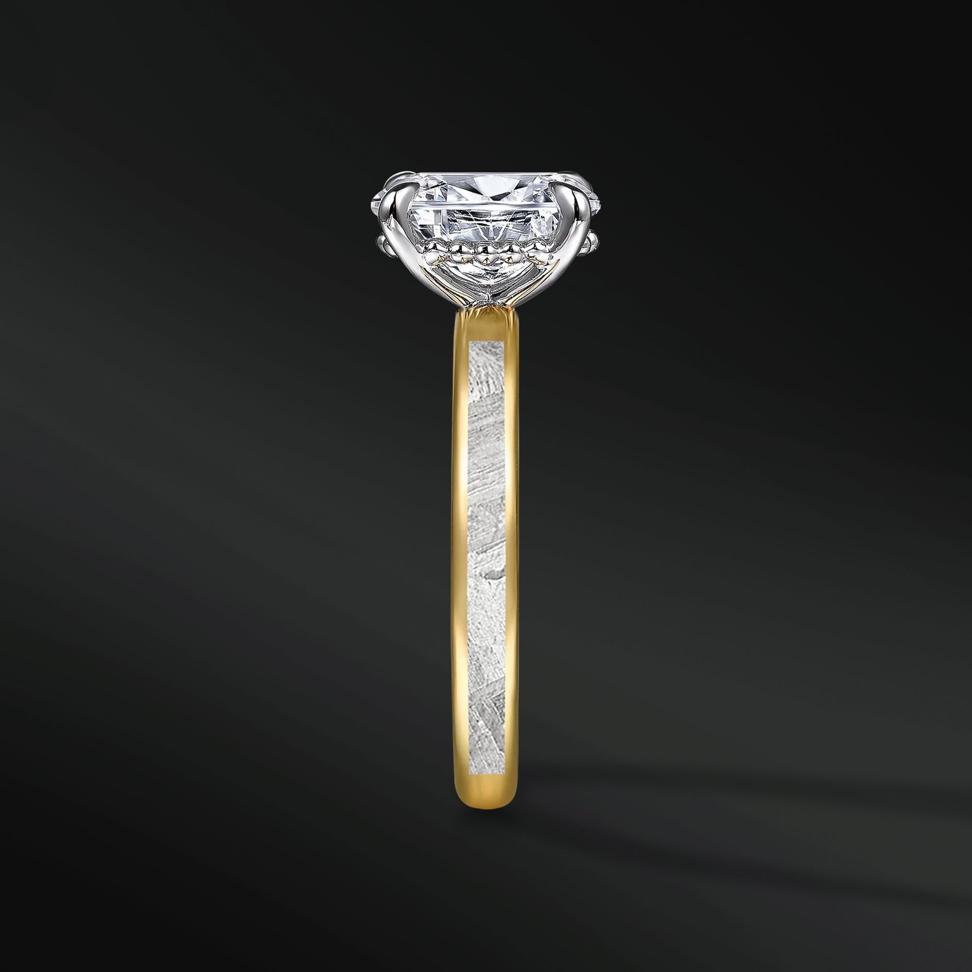 Meteorite Heartbeat - Ring for Women | Muonionalusta Meteorite Engagement Ring | 2 ct Certified Moissanite