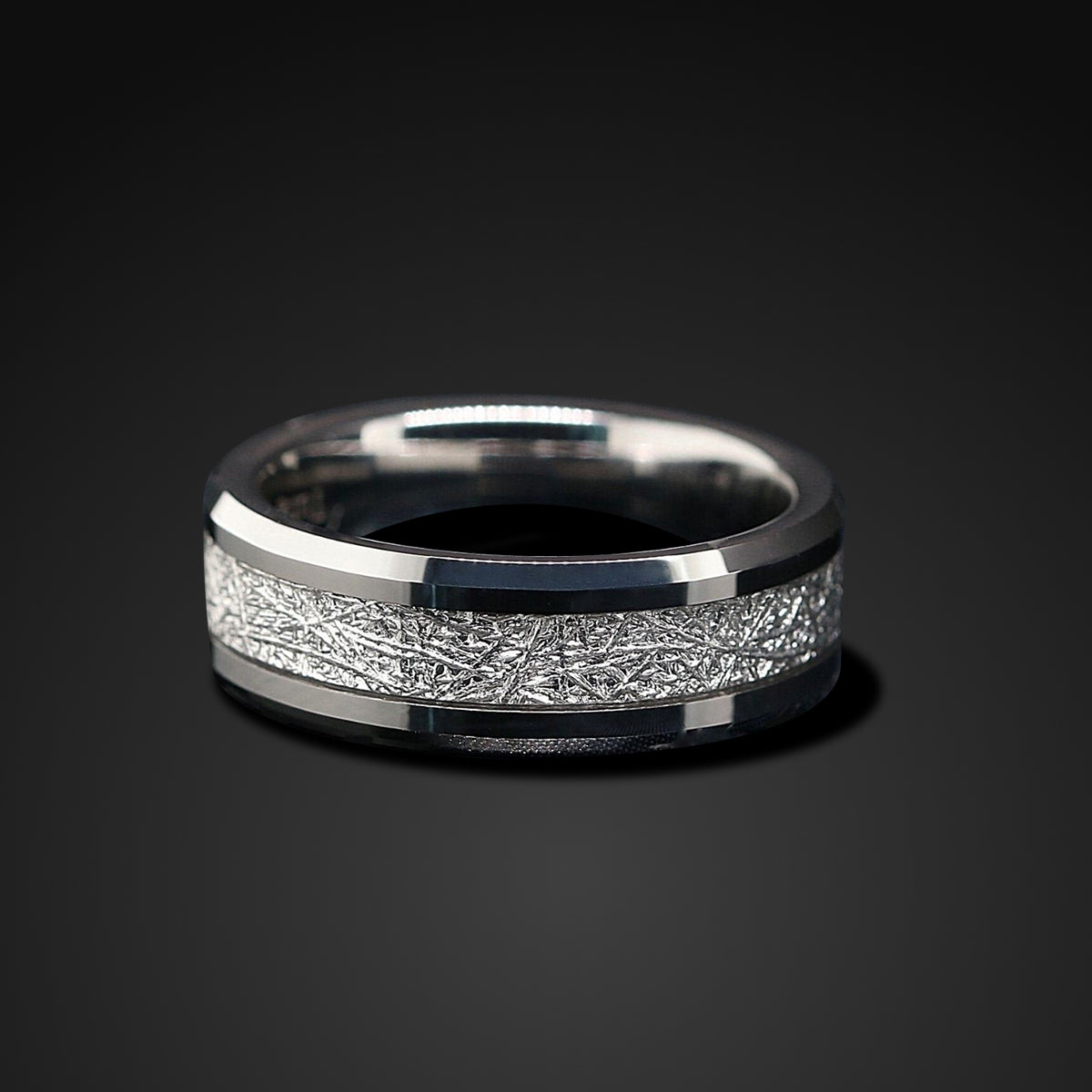 Heavy 8mm Meteorite Wedding Band Tungsten Meteorite Wedding Ring