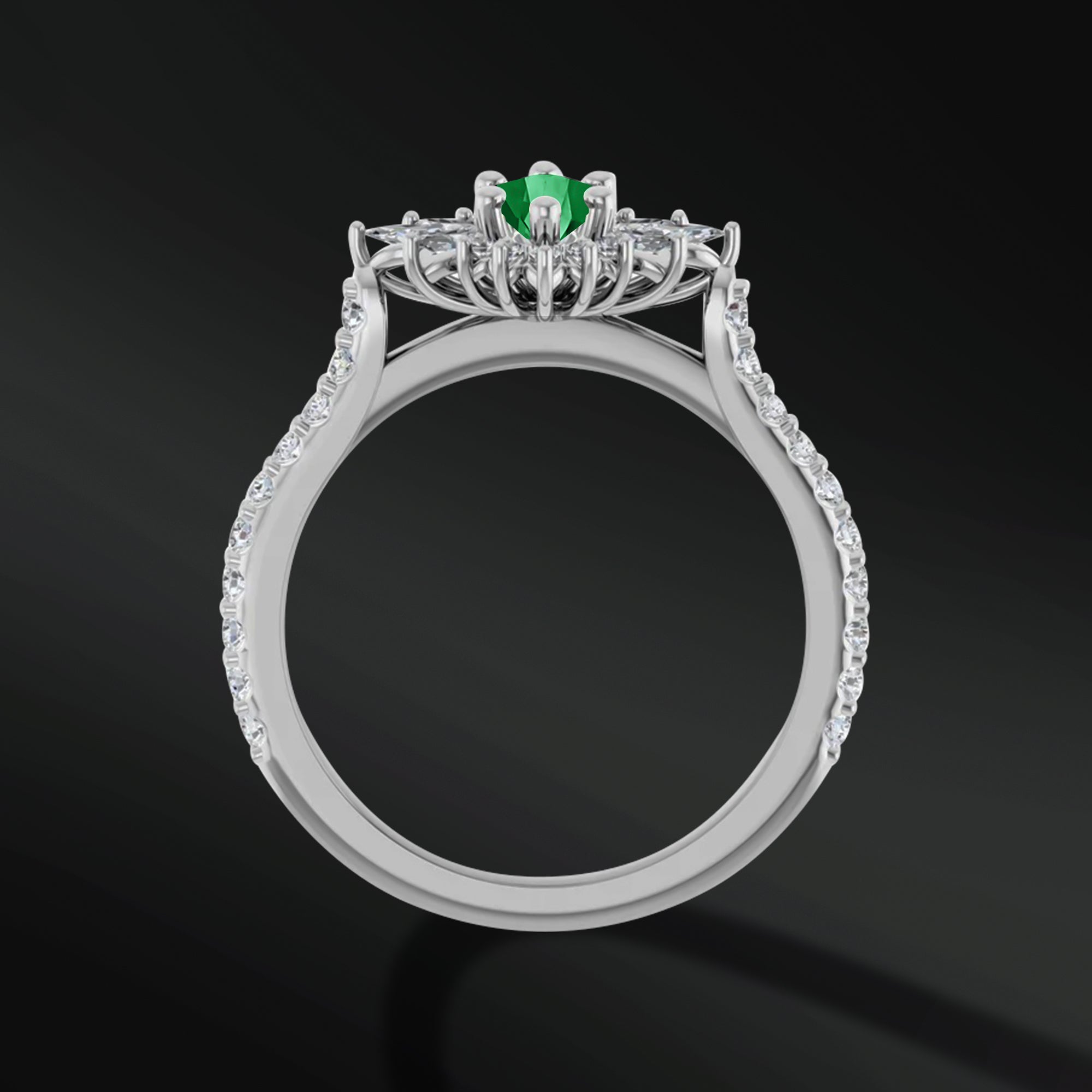 Emerald Forest - 14K Gold Engagement Ring | 8x4mm Lab Emerald | 1/2 CTW Natural Diamonds with GHI Color and SI2-SI3 Clarity
