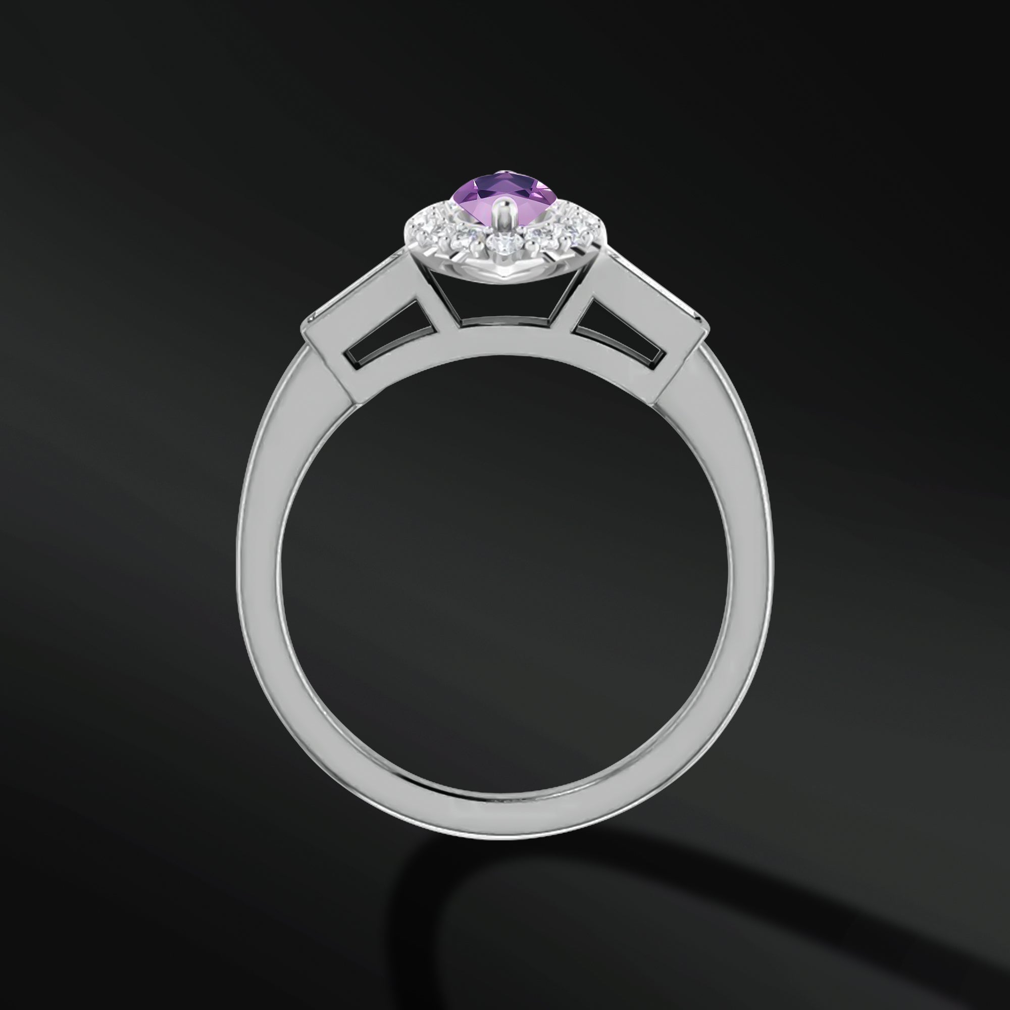 Soulmate Spark - 14K Gold Engagement Ring | 8x4mm AAA Natural Amethyst | Natural Diamonds with GHI Color and SI2-SI3 Clarity
