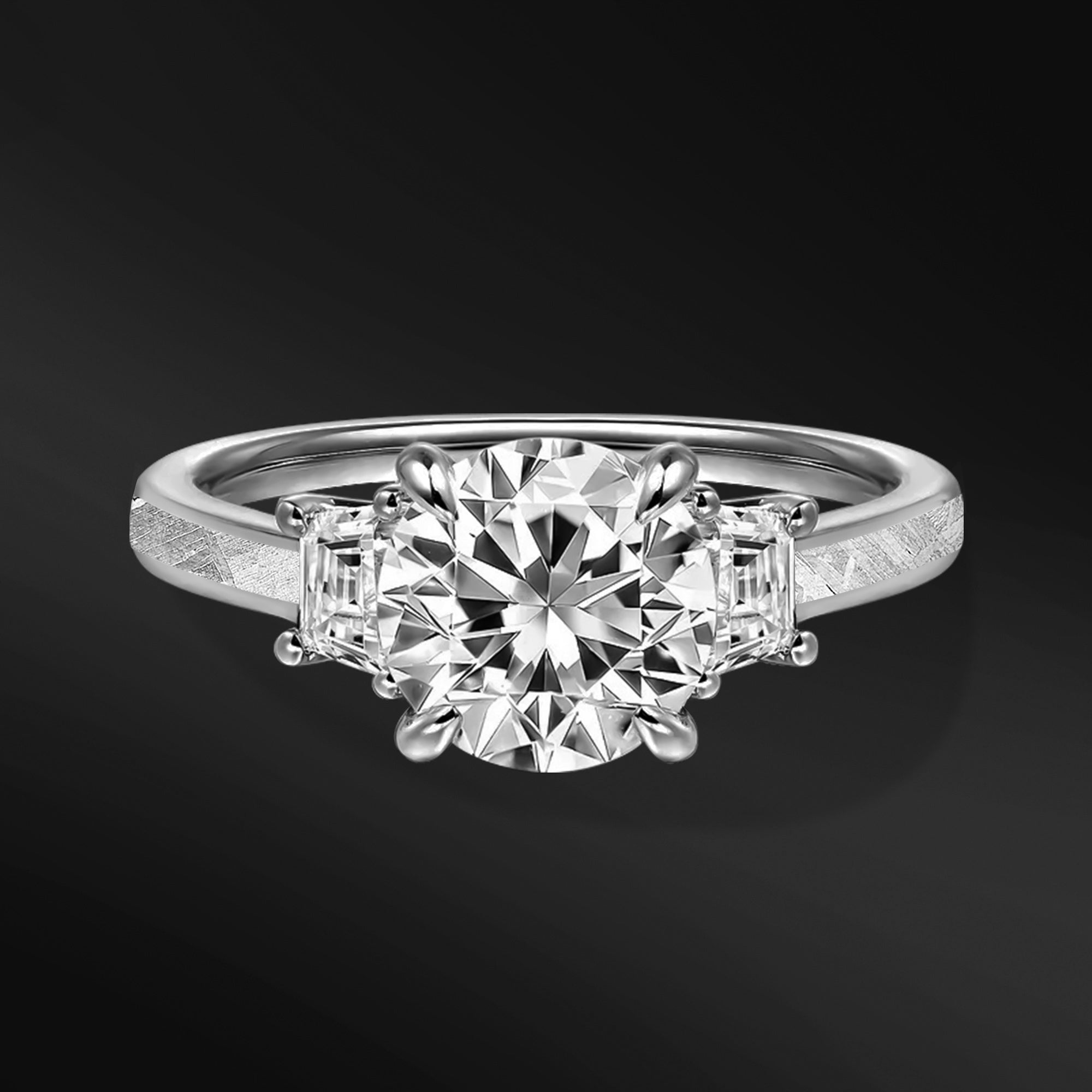 Ayesha Star - 14K Gold or Sterling silver Ring for Women | 2CT Brilliant Cut Certified Moissanite Engagement Ring | Muonionalusta Meteorite | D - Color, VVS1 Clarity