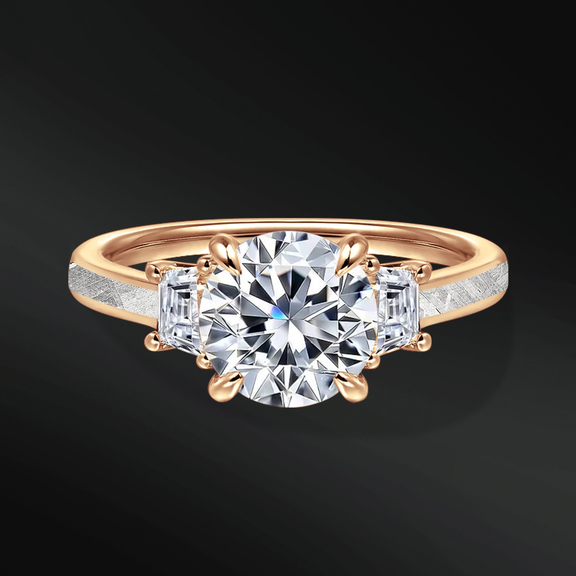 Ayesha Star - 14K Gold or Sterling silver Ring for Women | 2CT Brilliant Cut Certified Moissanite Engagement Ring | Muonionalusta Meteorite | D - Color, VVS1 Clarity