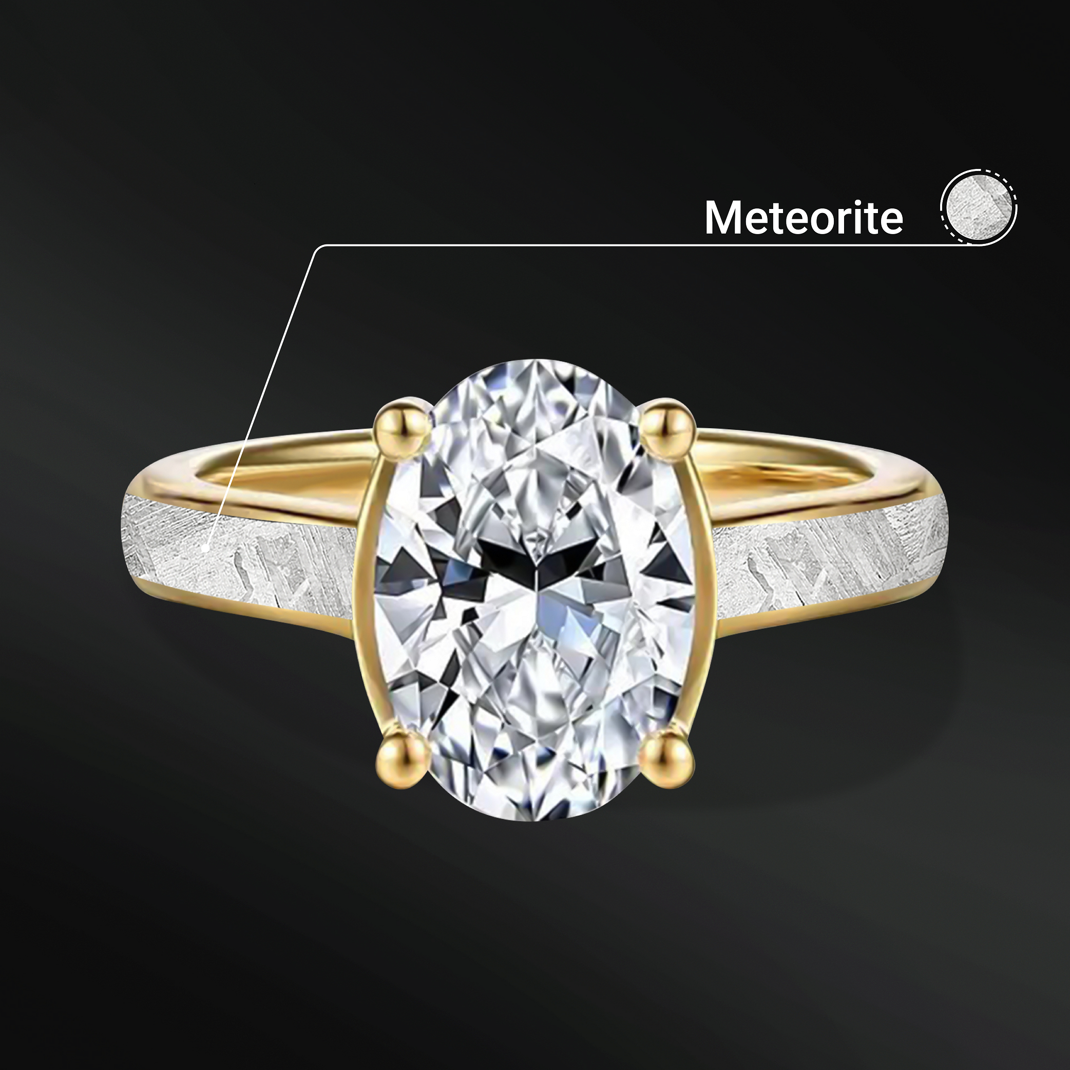 Galactic Love - Women's Meteorite Engagement Ring | 2 CT Certified Moissanite