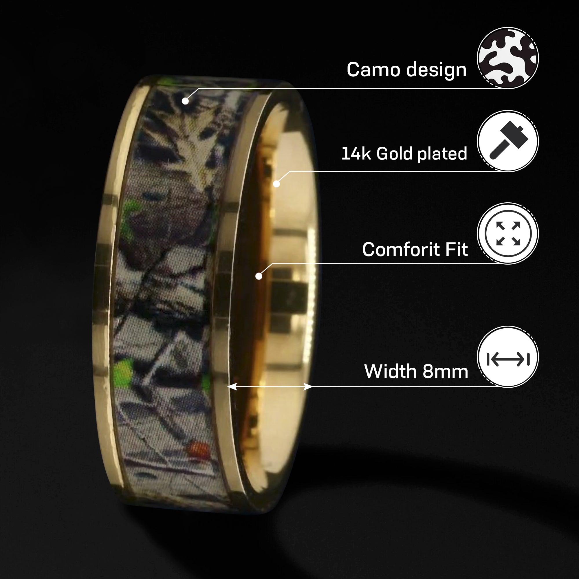 2 PCs Women's Wedding Bands | Titanium Ring for Women | CAMO Design Wedding Band Ring Designs