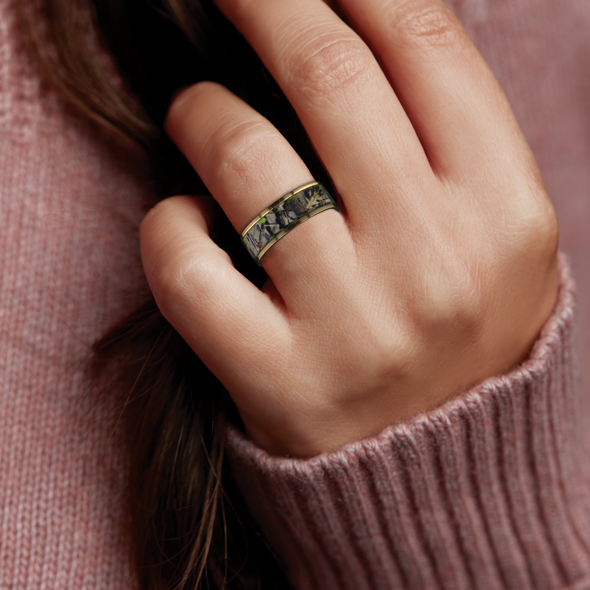 2 PCs Women's Wedding Bands | Titanium Ring for Women | CAMO Design Wedding Band Ring Designs