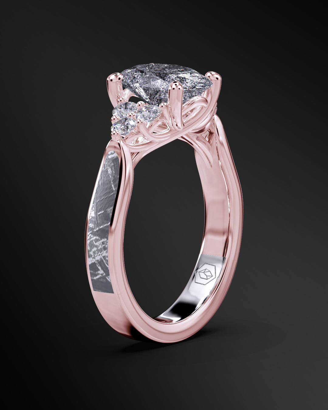 Andromeda - Engagement Ring for Women | Muonionalusta Meteorite | Oval-cut Galaxy Diamond Ring