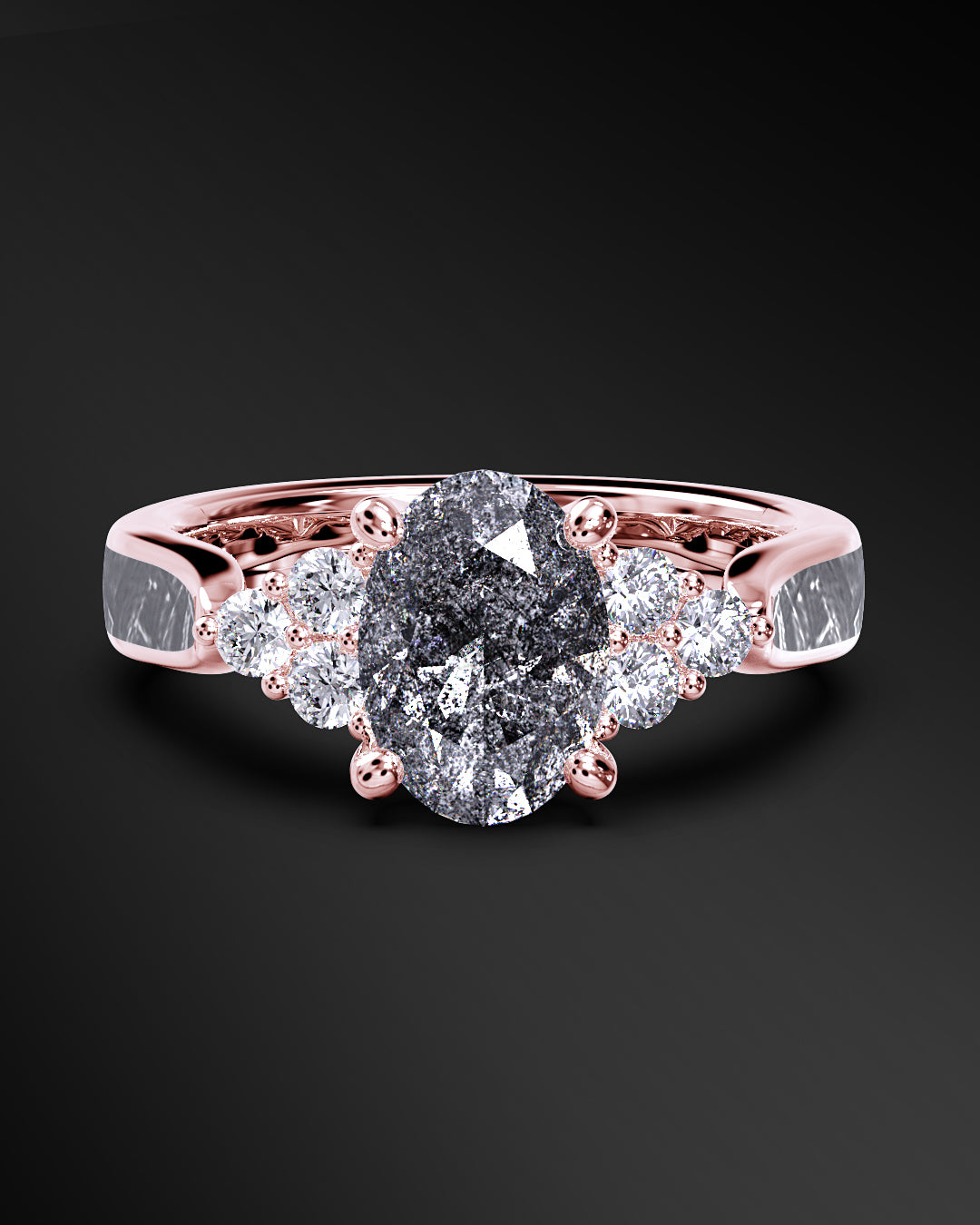 Andromeda - Engagement Ring for Women | Muonionalusta Meteorite | Oval-cut Galaxy Diamond Ring
