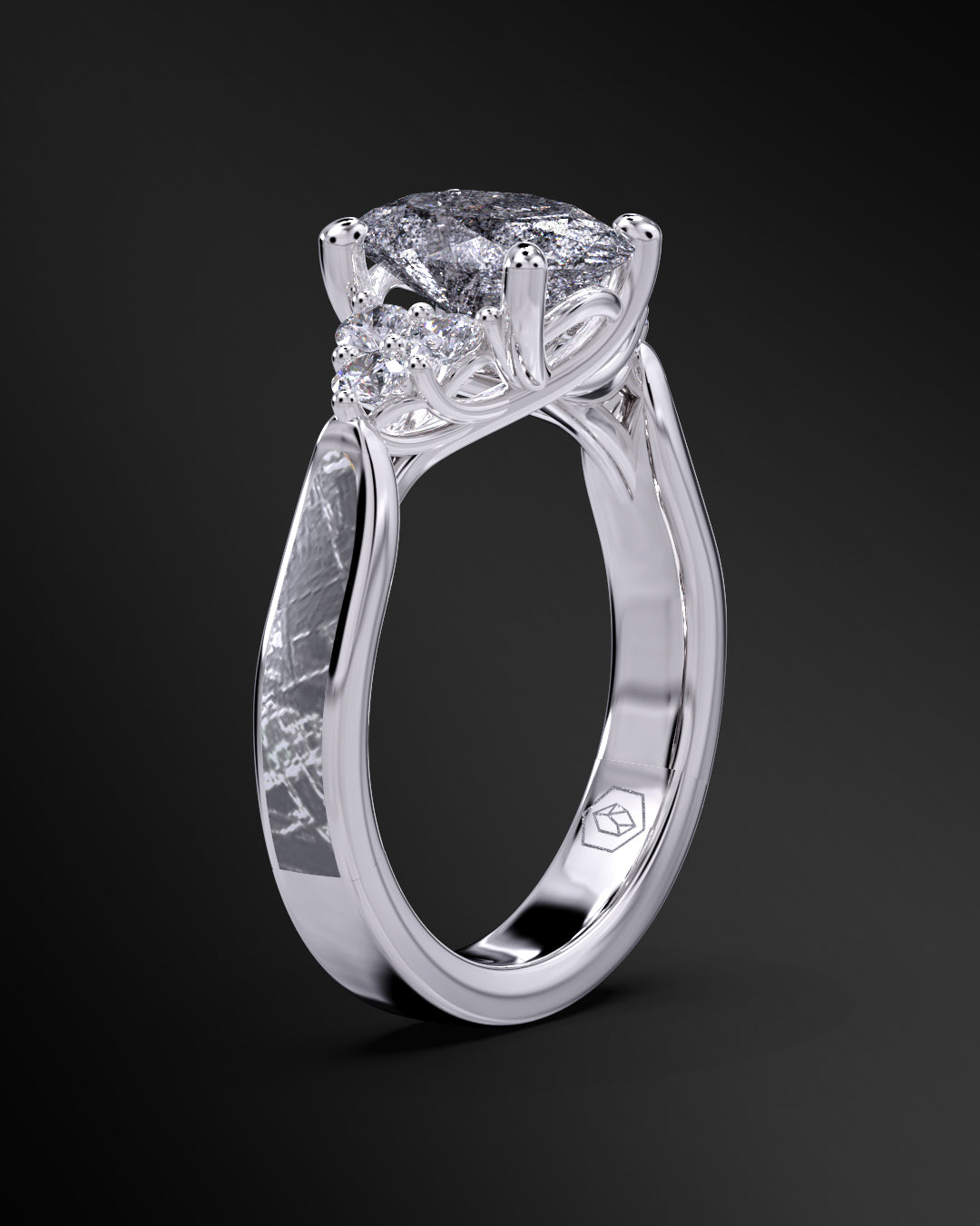 Andromeda - Engagement Ring for Women | Muonionalusta Meteorite | Oval-cut Galaxy Diamond Ring