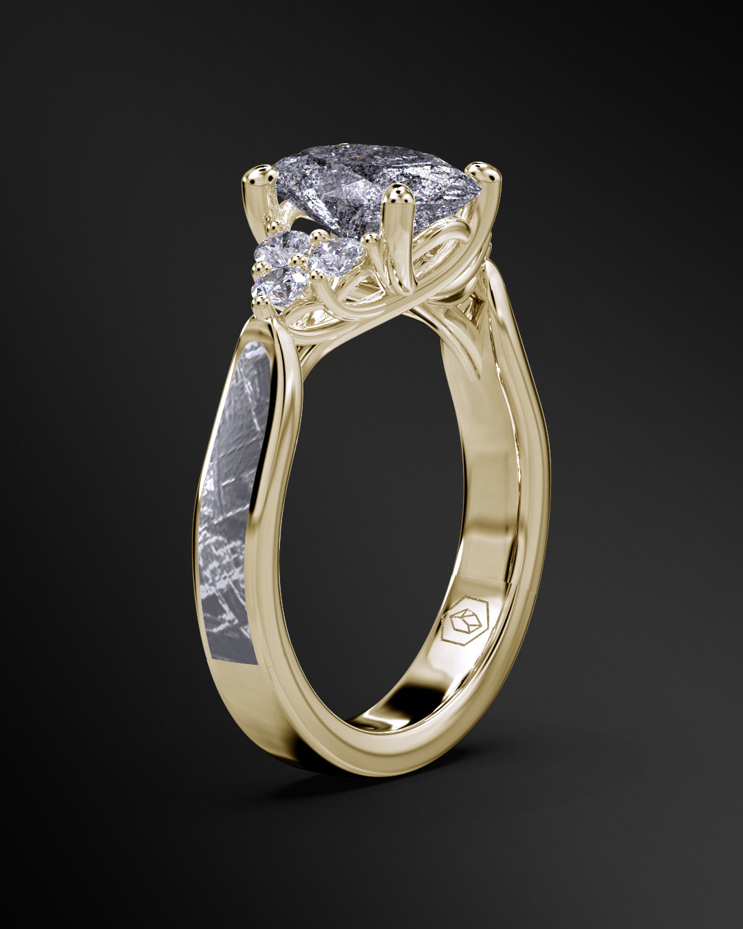 Andromeda - Engagement Ring for Women | Muonionalusta Meteorite | Oval-cut Galaxy Diamond Ring