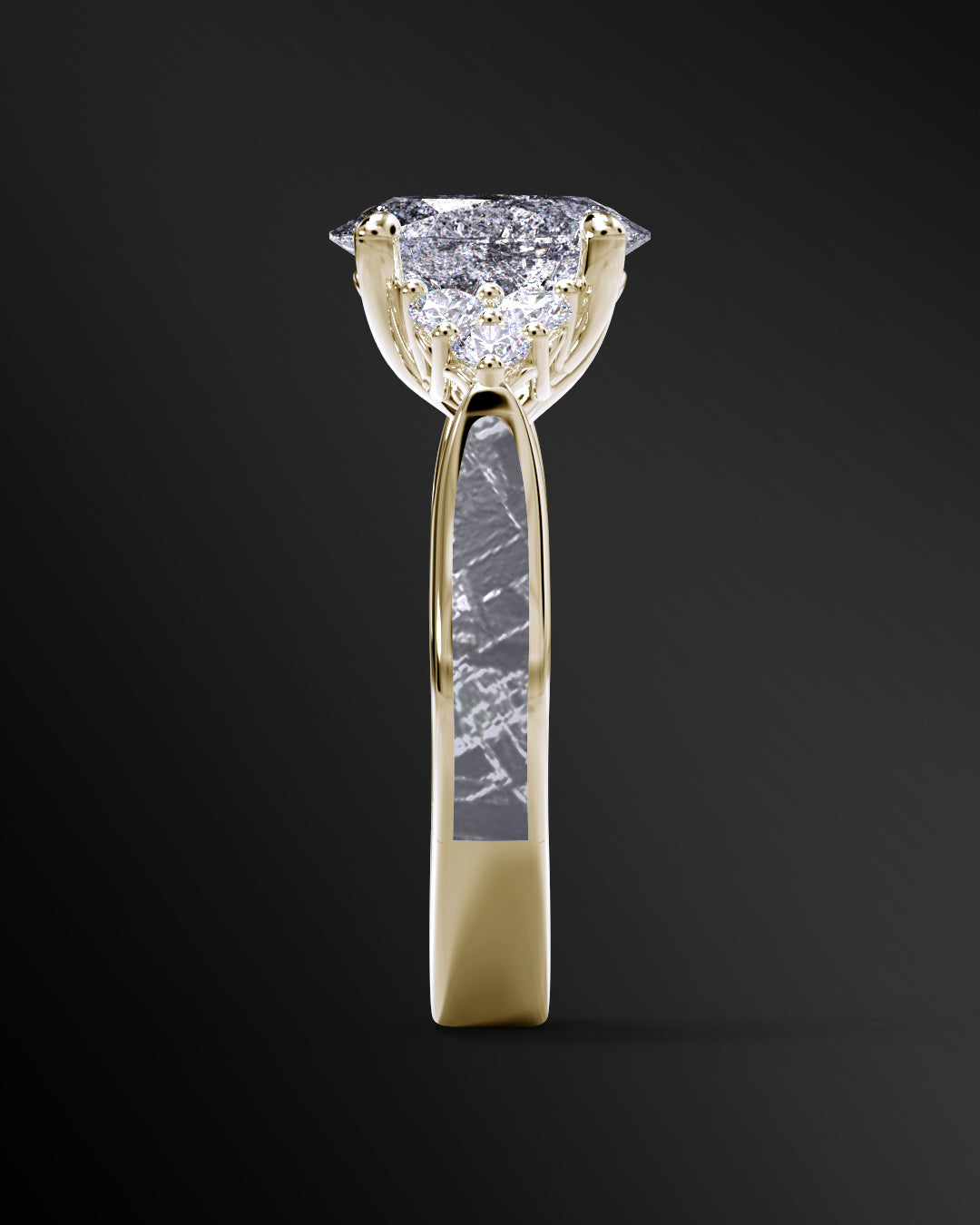 Andromeda - 14K Gold or Sterling Silver Engagement Ring for Women | Muonionalusta Meteorite | 8x6mm Oval-cut Galaxy Diamond Ring