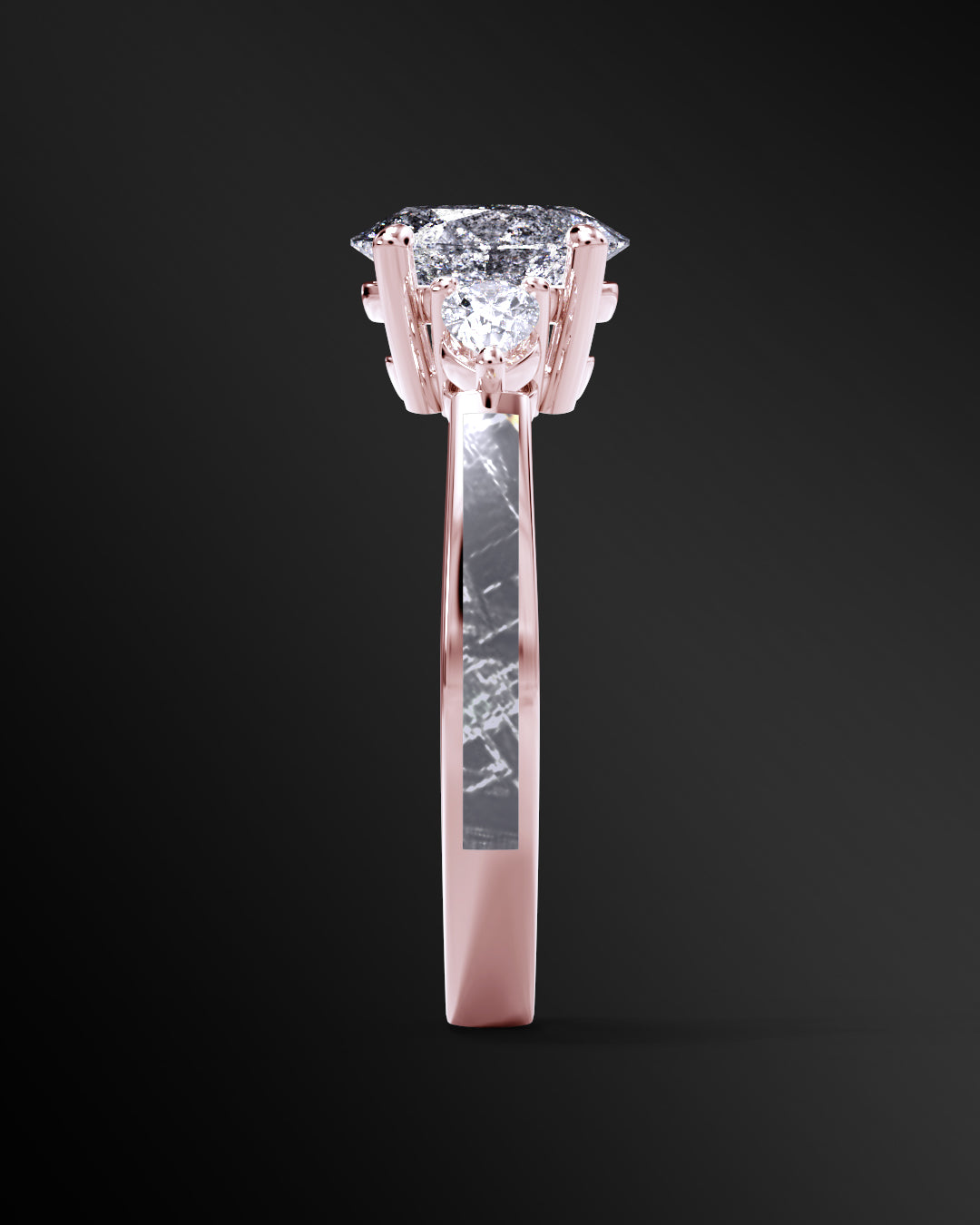 Supernova - 14K Gold or Sterling Silver Engagement Ring for Women | Muonionalusta Meteorite | 8.5x6.5mm Oval-cut Galaxy Diamond Ring