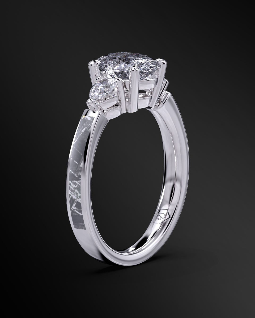 Supernova - 14K Gold or Sterling Silver Engagement Ring for Women | Muonionalusta Meteorite | 8.5x6.5mm Oval-cut Galaxy Diamond Ring