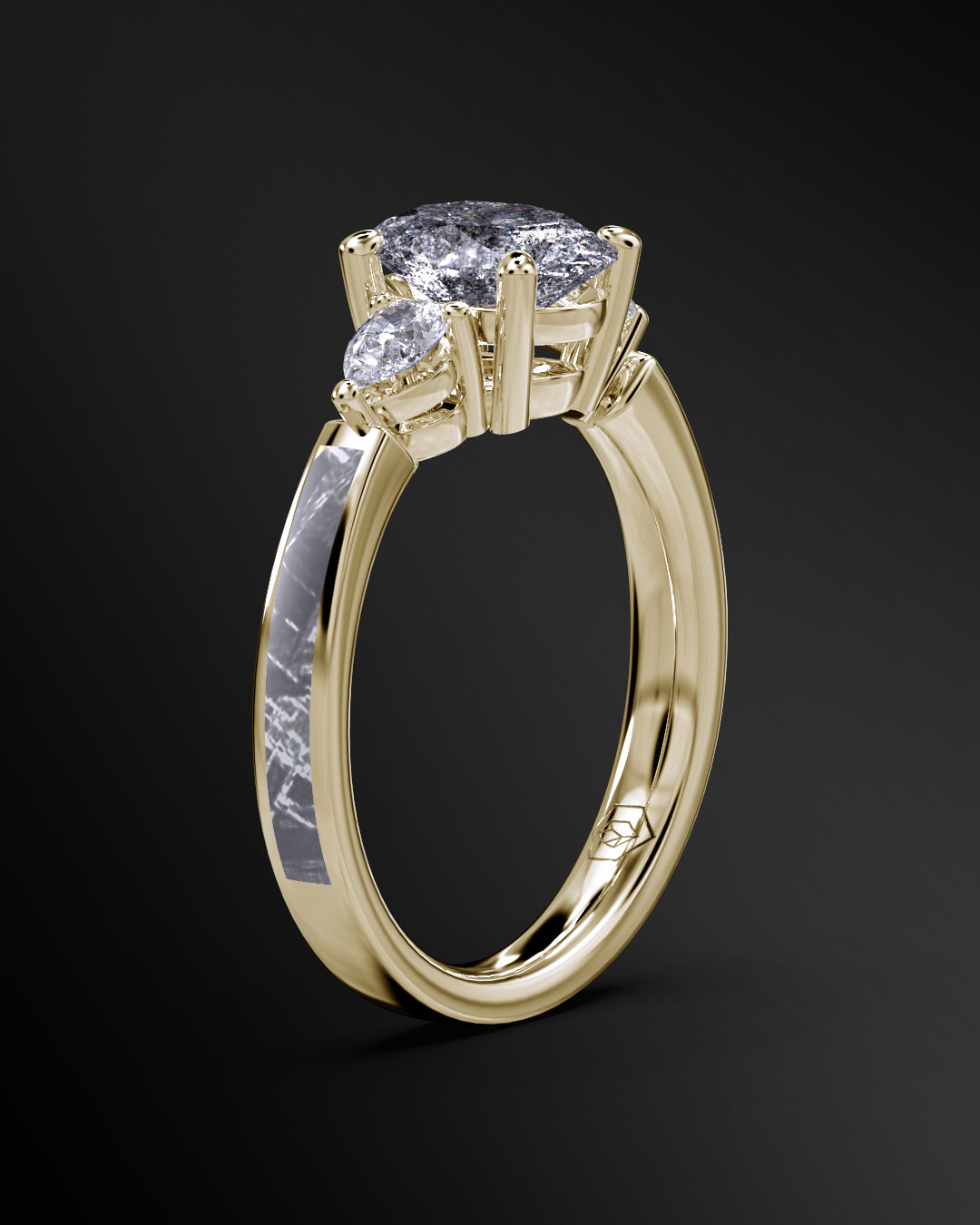 Supernova - 14K Gold or Sterling Silver Engagement Ring for Women | Muonionalusta Meteorite | 8.5x6.5mm Oval-cut Galaxy Diamond Ring