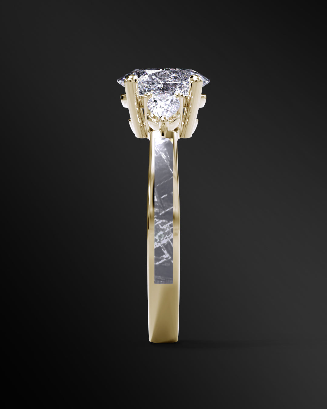 Supernova - 14K Gold or Sterling Silver Engagement Ring for Women | Muonionalusta Meteorite | 8.5x6.5mm Oval-cut Galaxy Diamond Ring