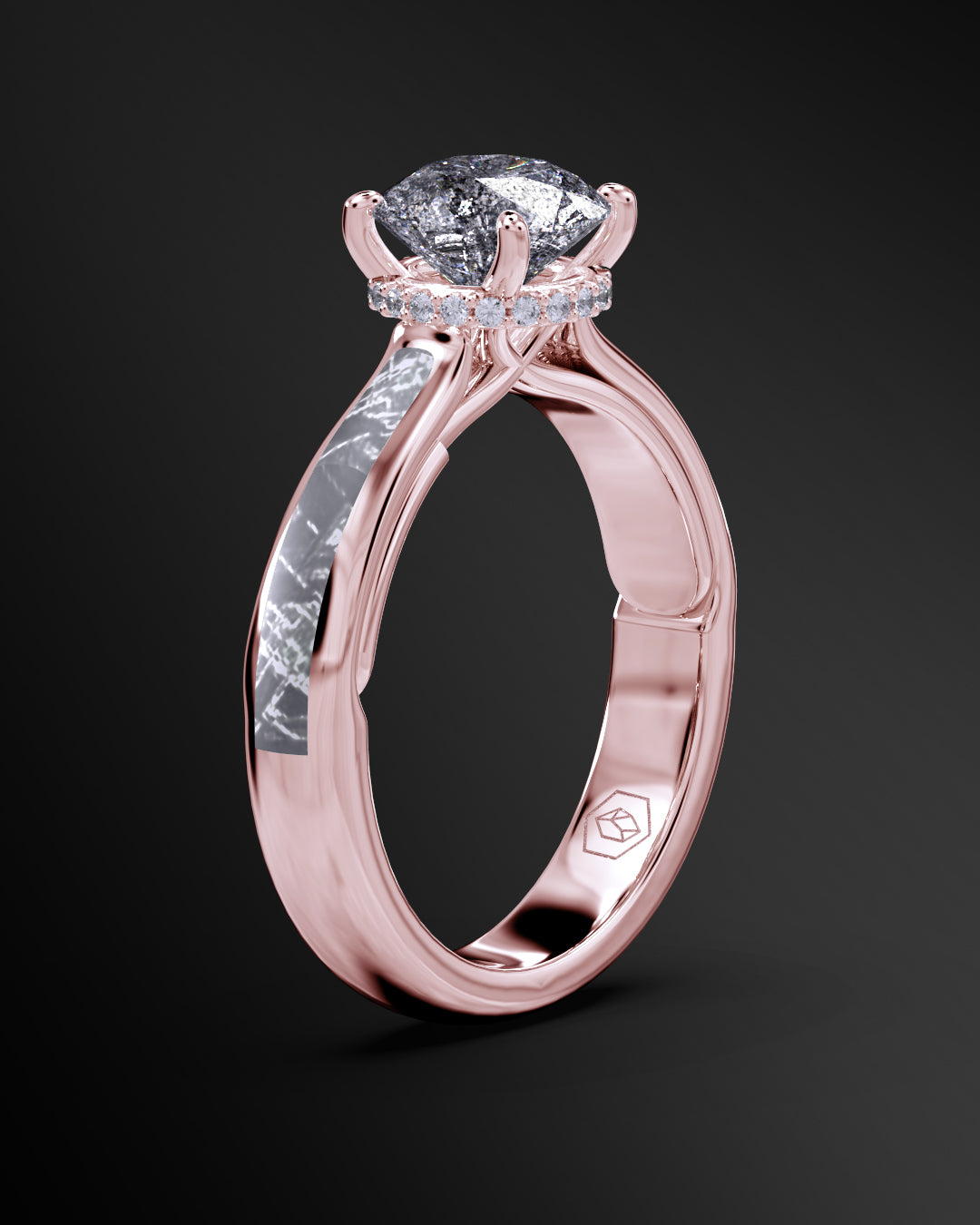Nova Radiance - Engagement Ring for Women | Muonionalusta Meteorite Inlay | Galaxy Diamond Ring