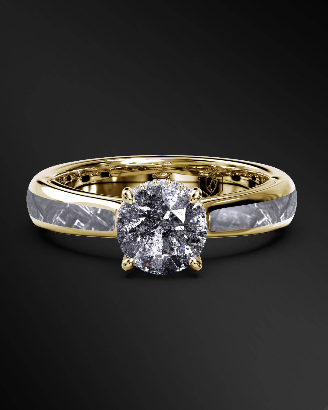 Nova Radiance - Engagement Ring for Women | Muonionalusta Meteorite Inlay | Galaxy Diamond Ring