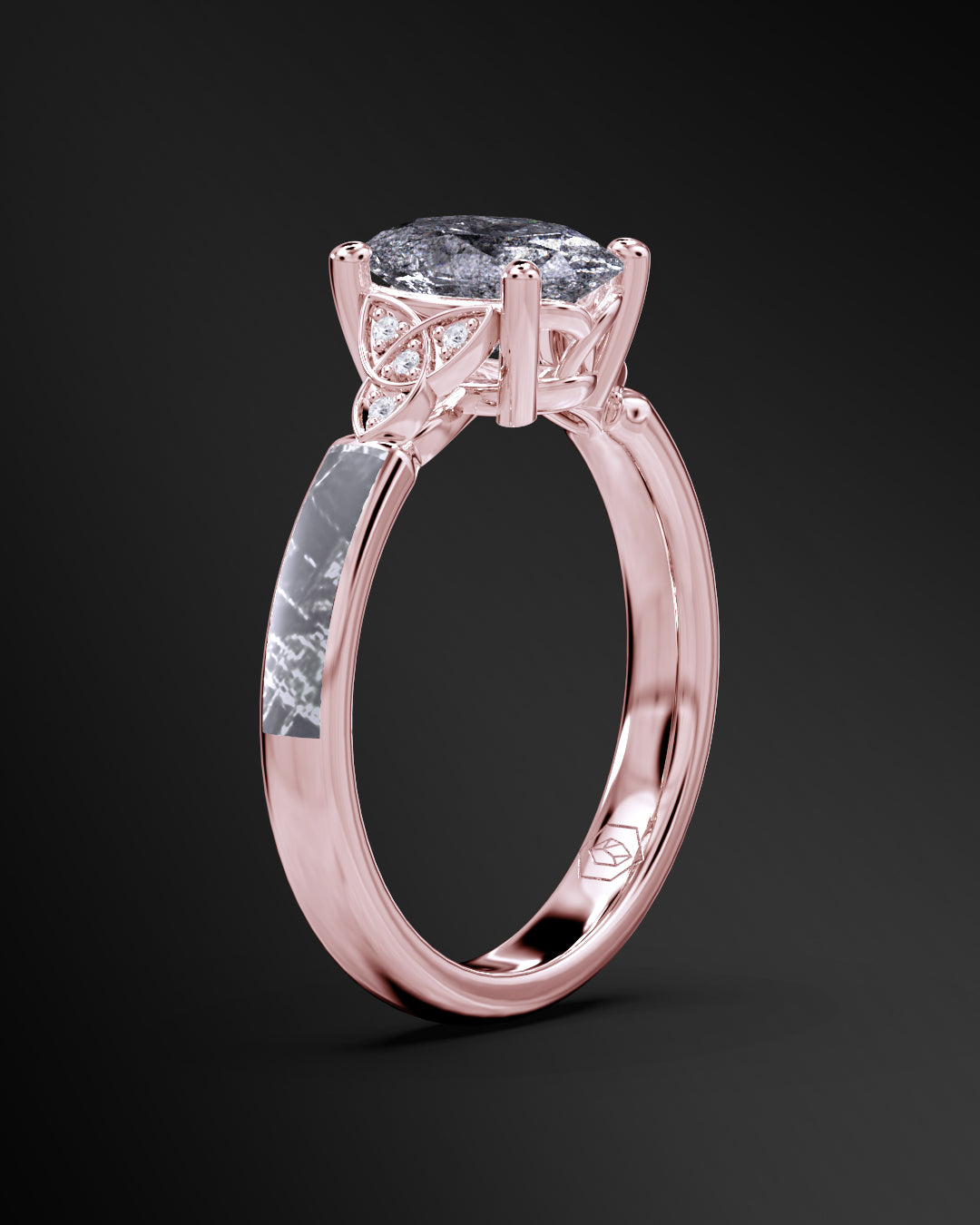 Lunar Crest - Women's ENGAGEMENT RING | Muonionalusta Meteorite | Galaxy Diamond Ring