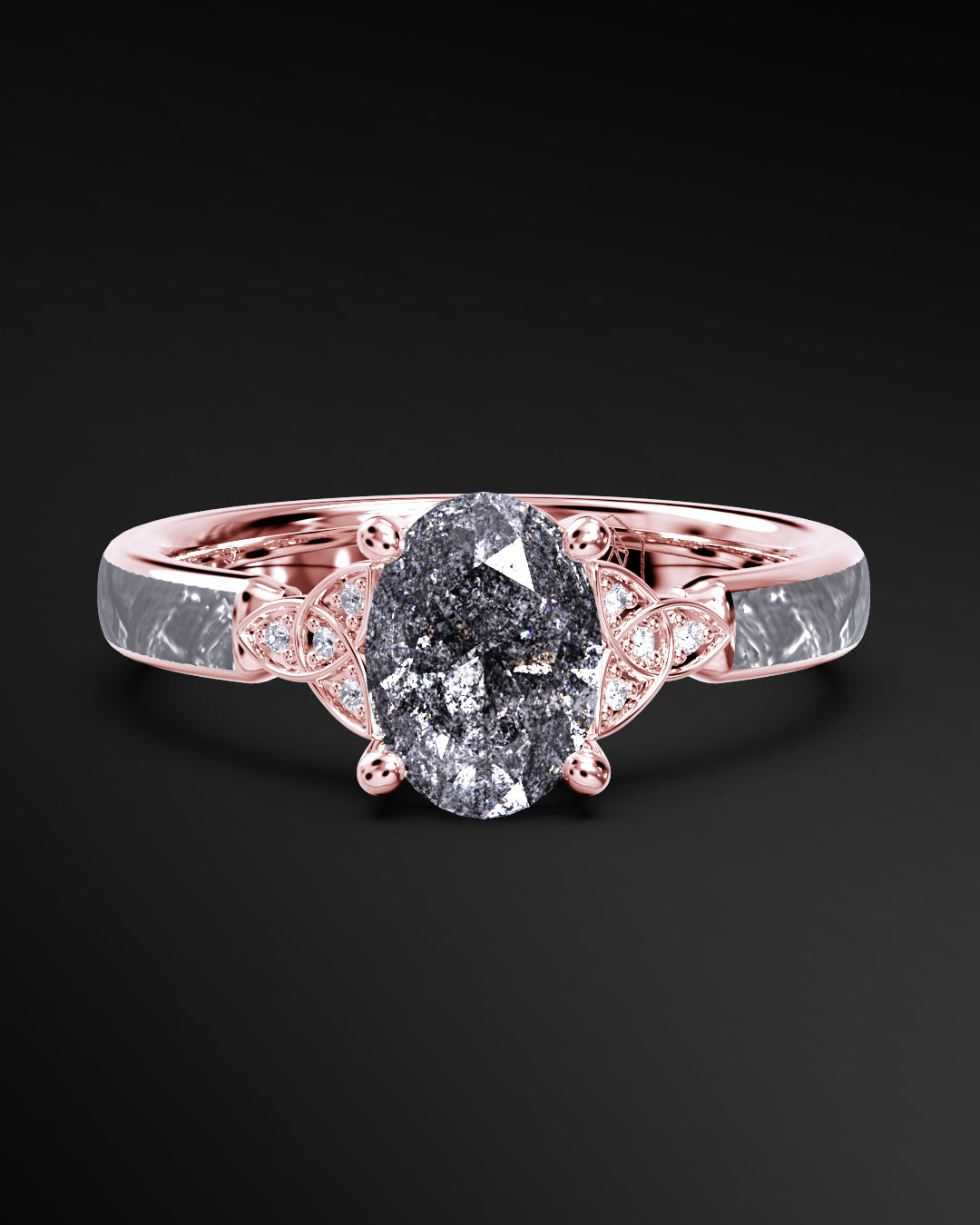 Lunar Crest - Women's ENGAGEMENT RING | Muonionalusta Meteorite | Galaxy Diamond Ring