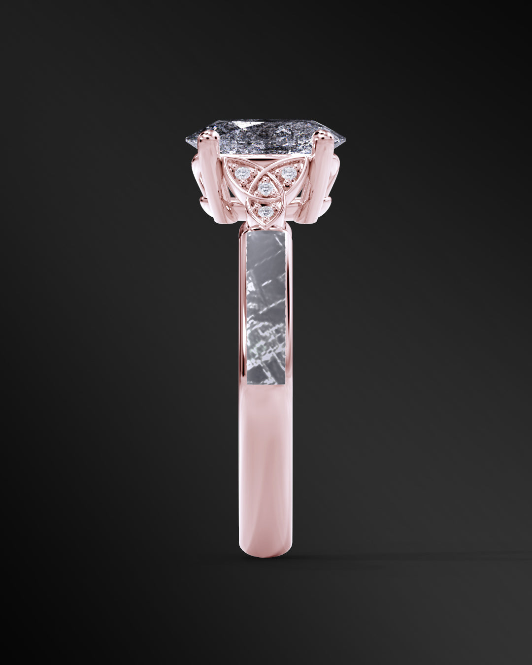 Lunar Crest - Women's ENGAGEMENT RING | Muonionalusta Meteorite | Galaxy Diamond Ring