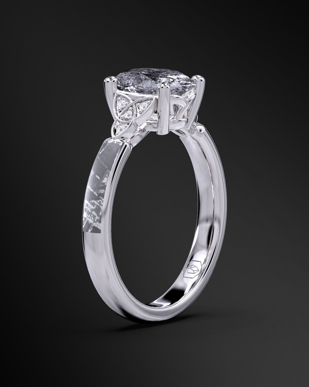 Lunar Crest - Women's ENGAGEMENT RING | Muonionalusta Meteorite | 8x6mm Oval-cut Galaxy Diamond Ring