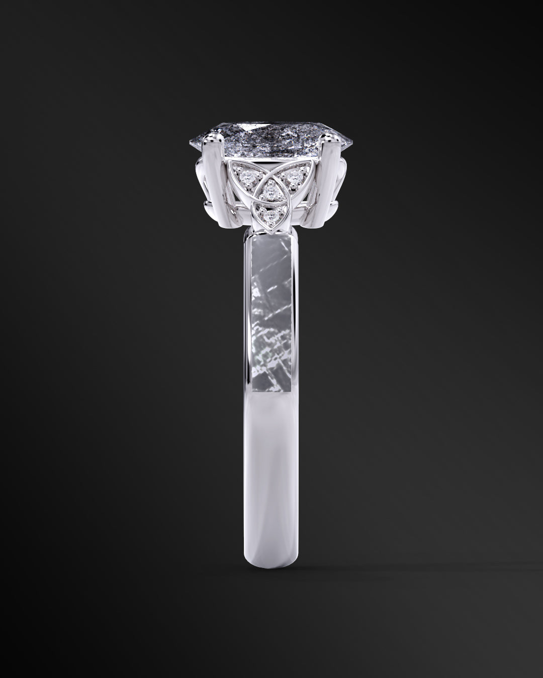 Lunar Crest - Women's ENGAGEMENT RING | Muonionalusta Meteorite | 8x6mm Oval-cut Galaxy Diamond Ring