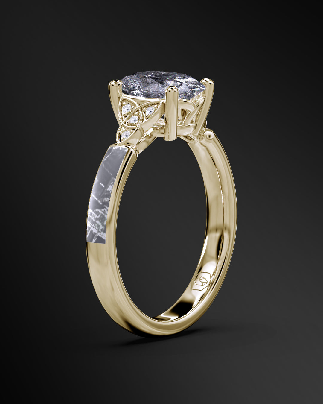 Lunar Crest - Women's ENGAGEMENT RING | Muonionalusta Meteorite | Galaxy Diamond Ring