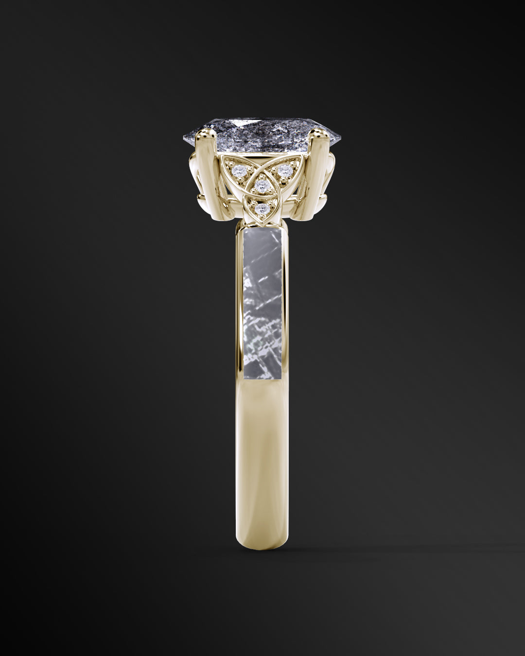 Lunar Crest - Women's ENGAGEMENT RING | Muonionalusta Meteorite | Galaxy Diamond Ring