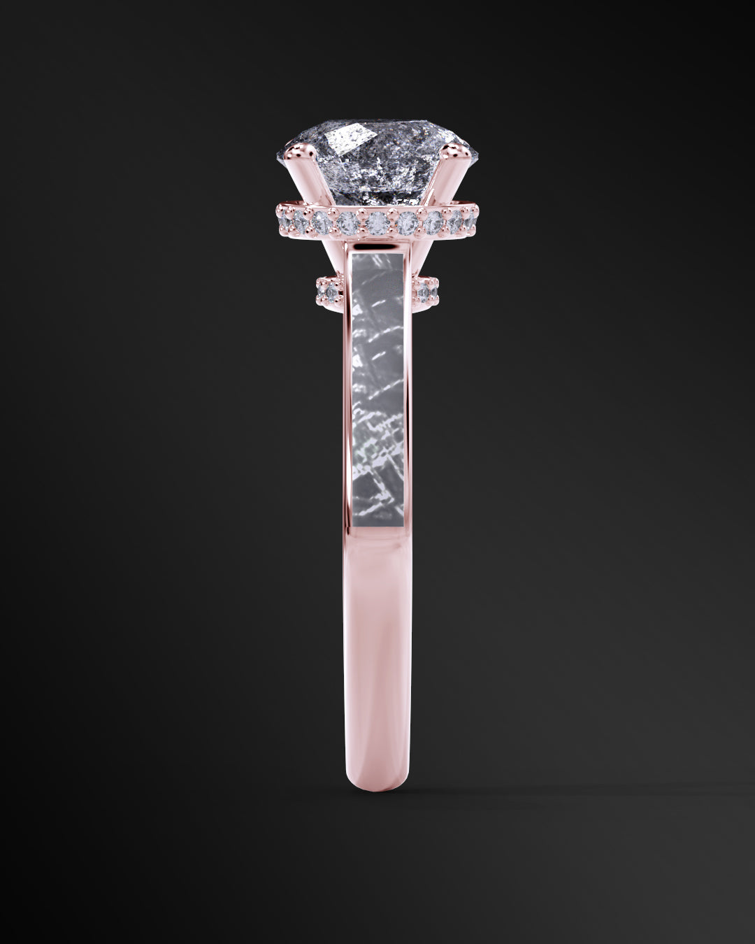 Astral Bloom - Women's ENGAGEMENT RING | Muonionalusta Meteorite Inlay | Galaxy Diamond Ring