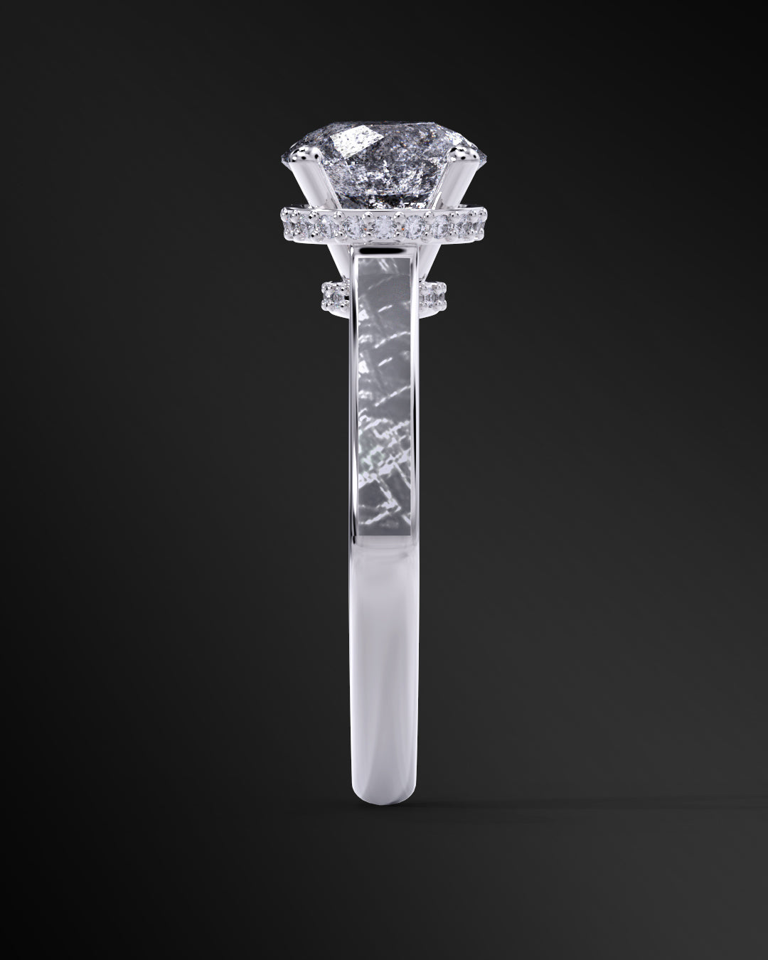 Astral Bloom - Women's ENGAGEMENT RING | Muonionalusta Meteorite Inlay | Galaxy Diamond Ring