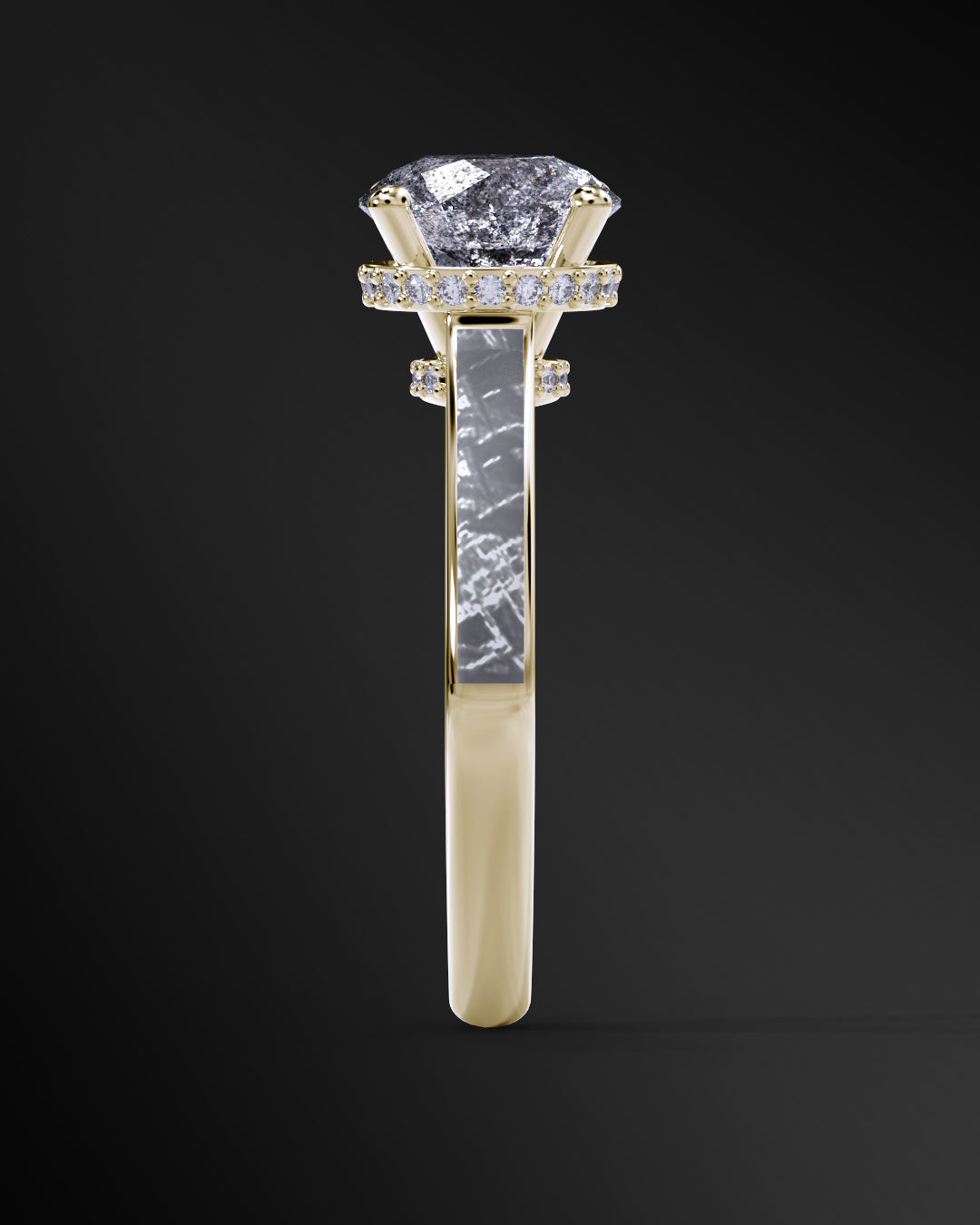 Astral Bloom - Women's ENGAGEMENT RING | Muonionalusta Meteorite Inlay | Galaxy Diamond Ring