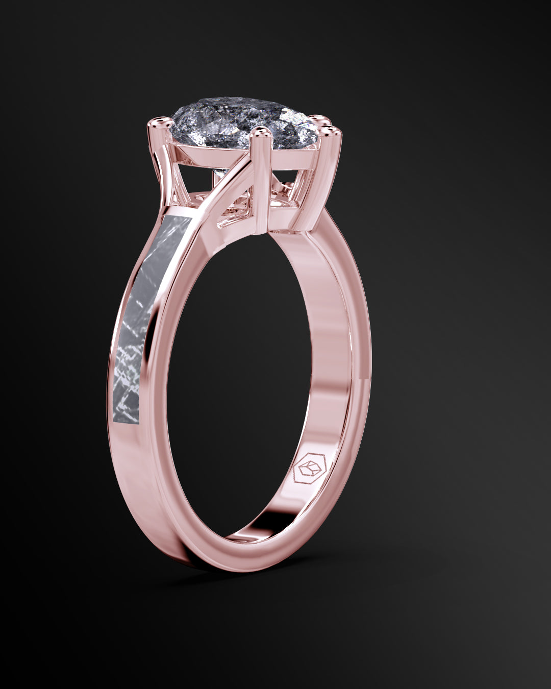 Cosmic Horizon - Women's ENGAGEMENT RING | Muonionalusta Meteorite Inlay | 9x6mm Pear-Cut Galaxy Diamond Ring