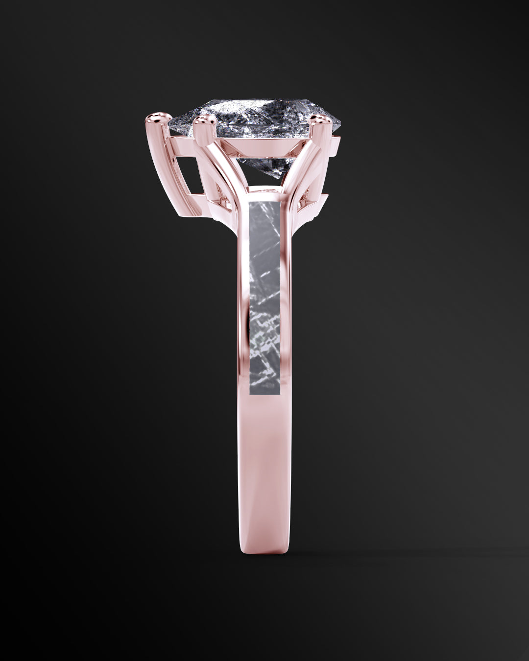 Cosmic Horizon - Women's ENGAGEMENT RING | Muonionalusta Meteorite Inlay | 9x6mm Pear-Cut Galaxy Diamond Ring