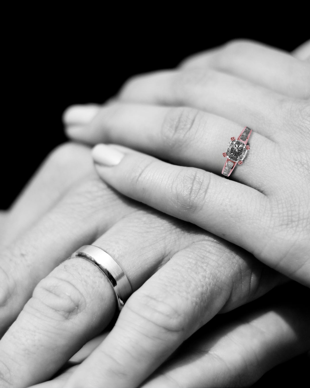 Astra Infinity - Women's ENGAGEMENT RING | Muonionalusta Meteorite Inlay | GALAXY DIAMOND RING