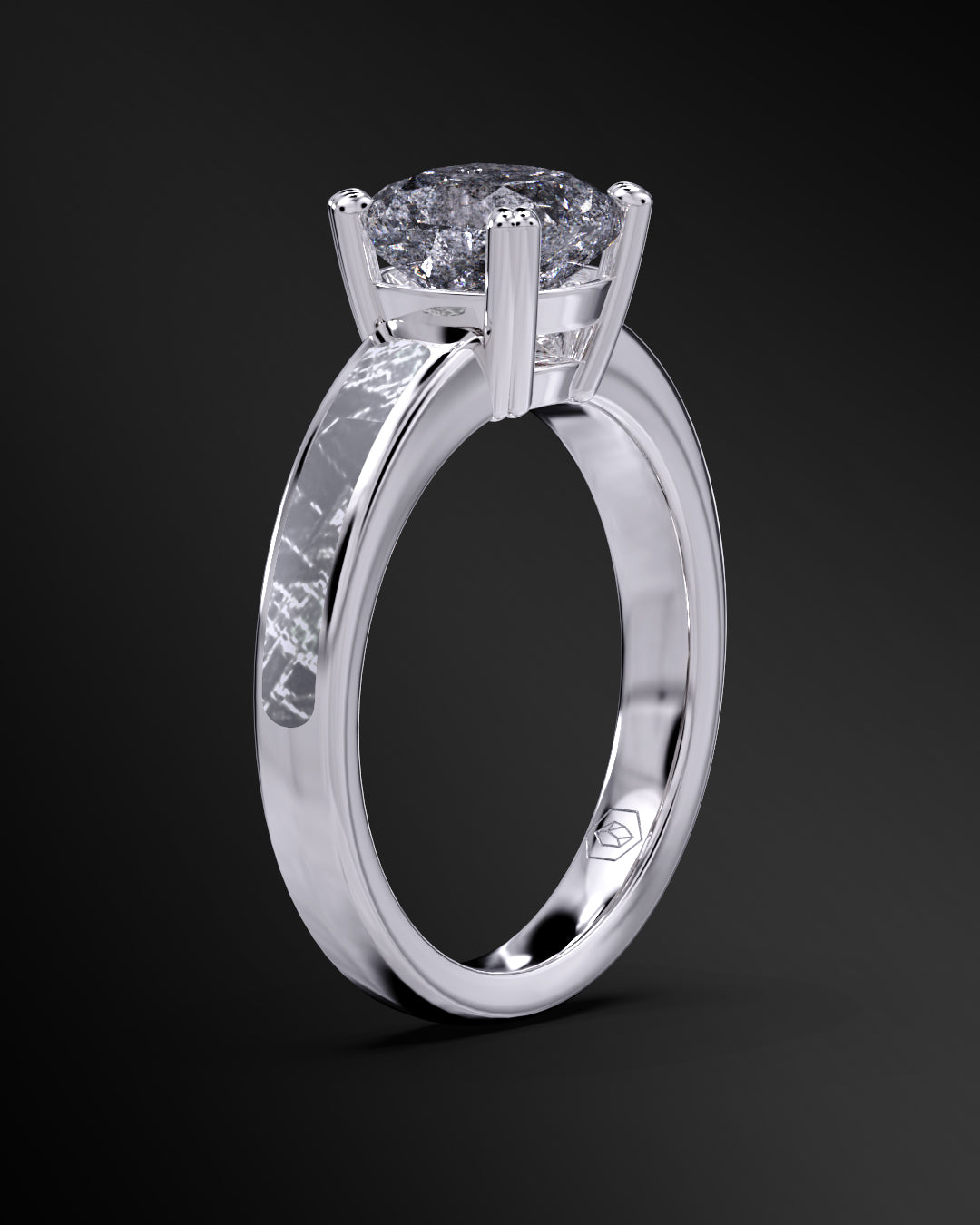 Astra Infinity - Women's ENGAGEMENT RING | Muonionalusta Meteorite Inlay | GALAXY DIAMOND RING