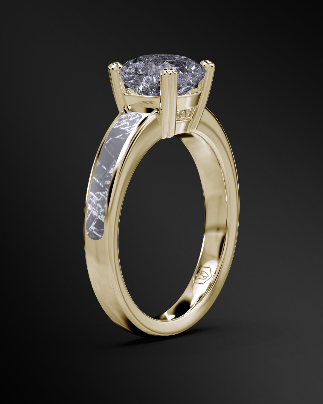 Astra Infinity - Women's ENGAGEMENT RING | Muonionalusta Meteorite Inlay | Cushion Square-Cut GALAXY DIAMOND RING