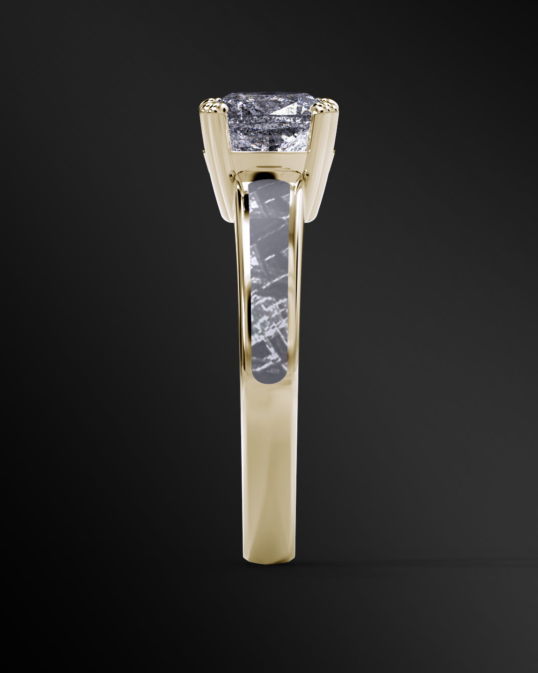 Astra Infinity - Women's ENGAGEMENT RING | Muonionalusta Meteorite Inlay | Cushion Square-Cut GALAXY DIAMOND RING