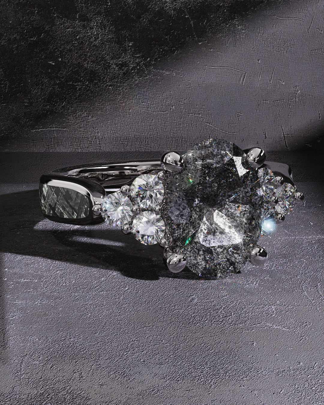 Galaxy Diamond and Meteorite Rings