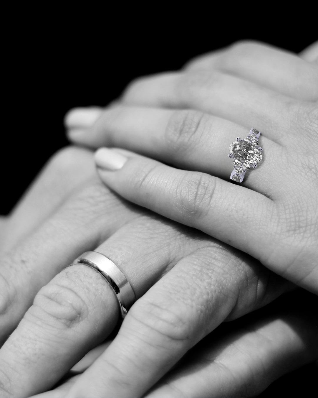 Andromeda - Engagement Ring for Women | Muonionalusta Meteorite | Oval-cut Galaxy Diamond Ring