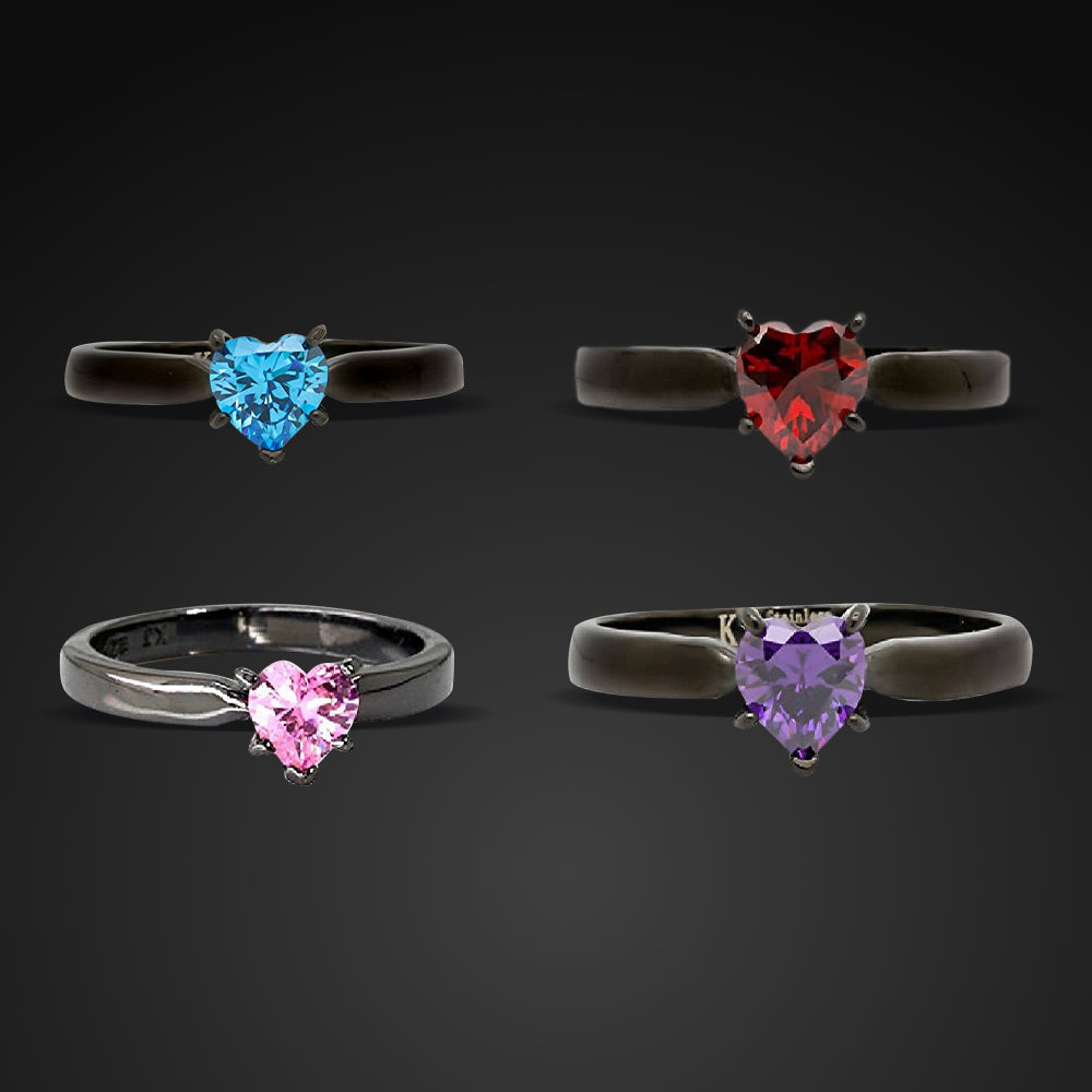 Midnight Bliss - Elegant Engagement Ring for Her | Stainless Steel Wedding Ring for Women | Durable & Stylish Design