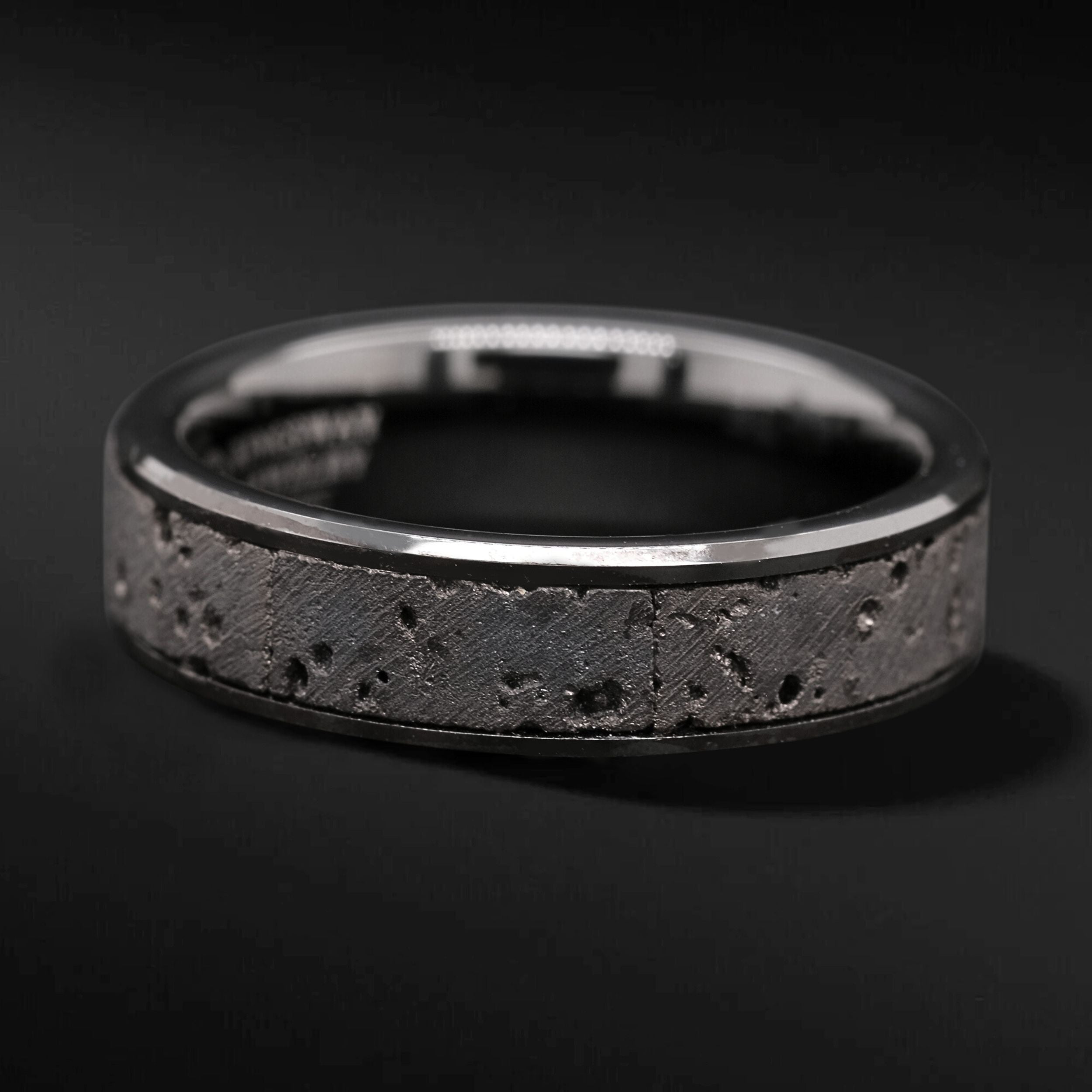 2PCs Tungsten His & Hers Wedding Ring Set, Tungsten Wedding Band Set, Lava Rock Inlays Couple Ring Set