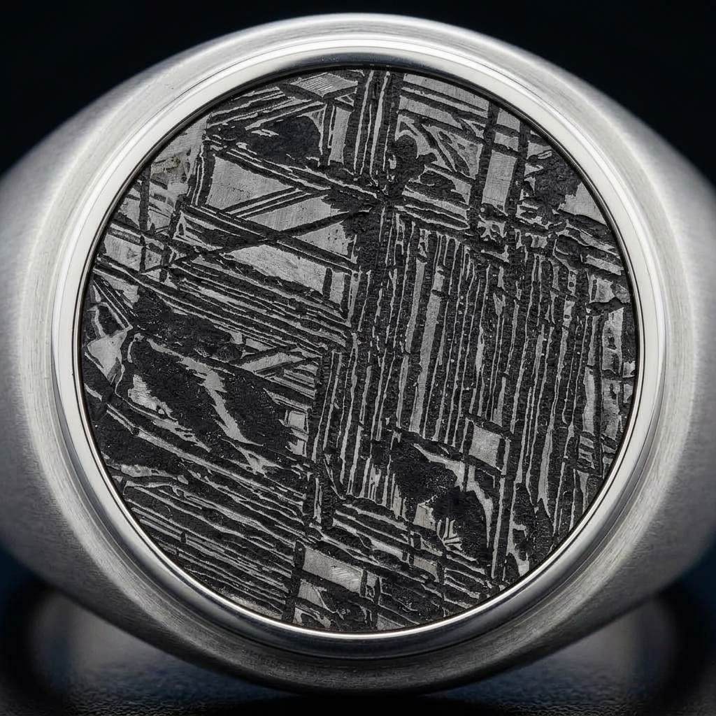 Vulcan - Black Aletai Meteorite - Signet Ring