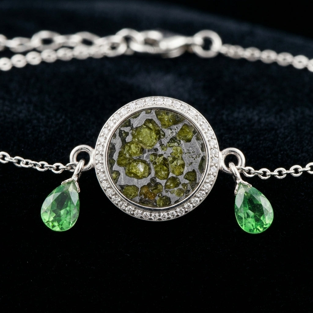 Pallasite Chain Drop Bracelet