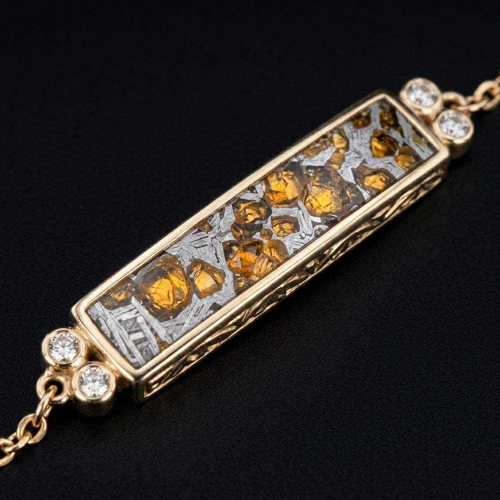 Pallasite Bar Chain Bracelet