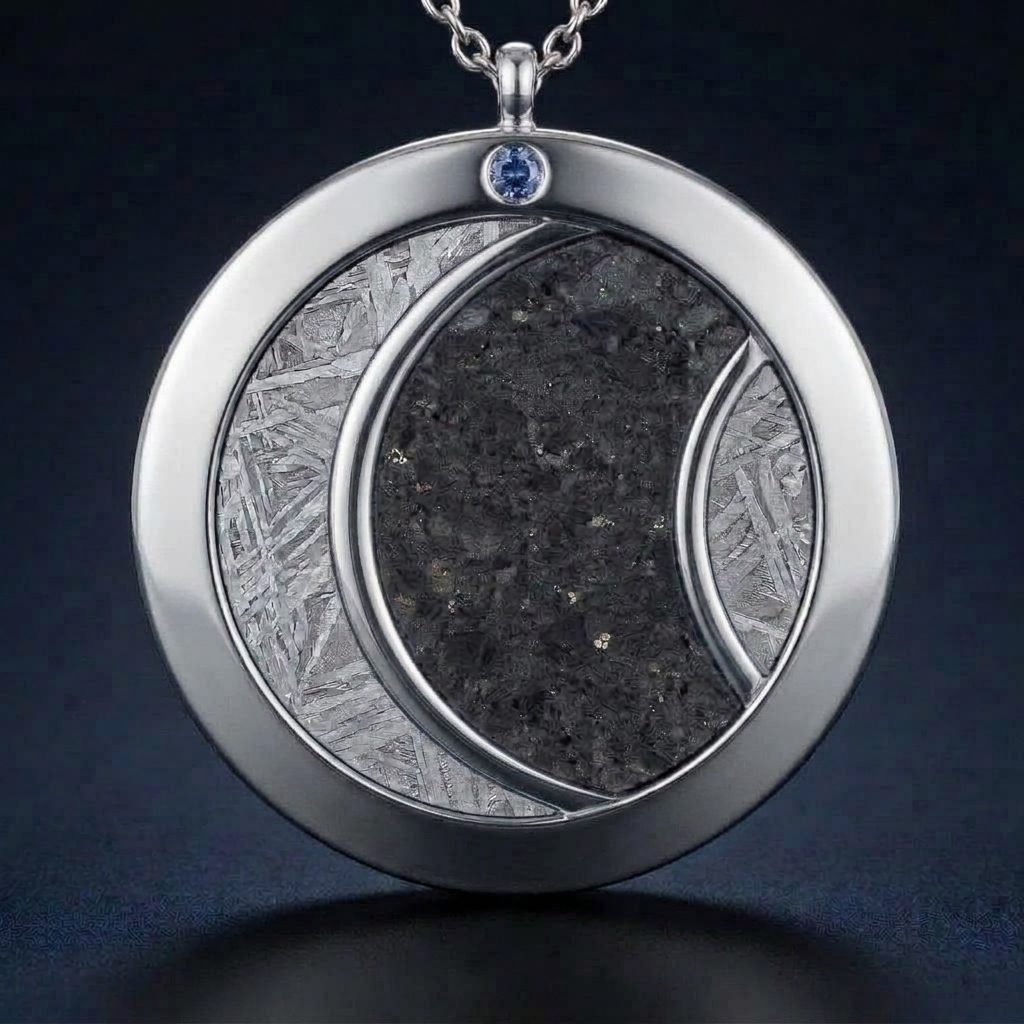 Gemini Moon - Lunar & Muonionalusta Meteorite - Pendant