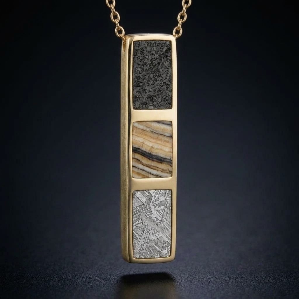 Strata - Meteorite & Mammoth Tooth - Pendant