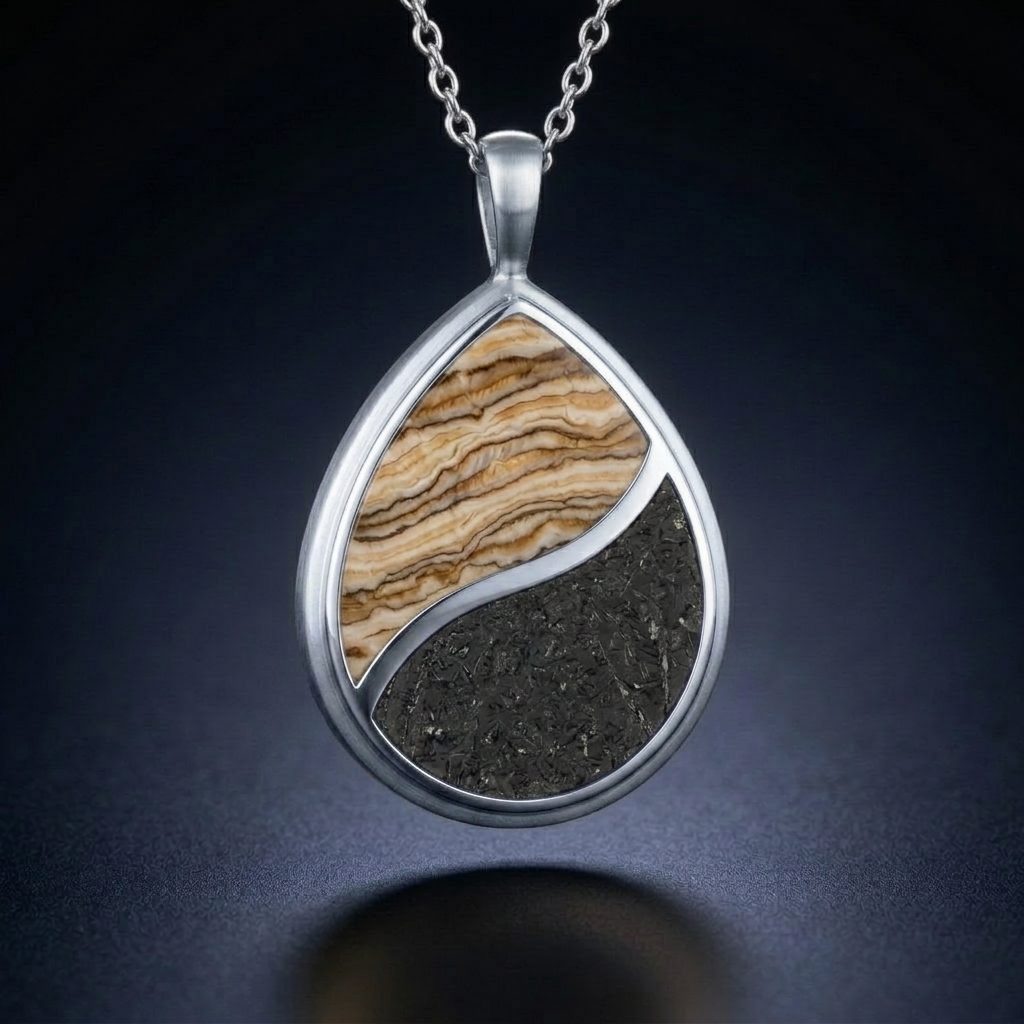 Tide - Mammoth Tooth & Lunar Meteorite - Pendant