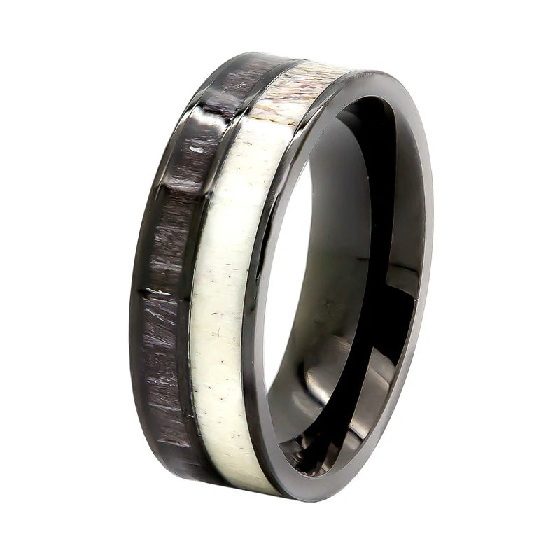 Forest Emerald - Men’s Stainless Steel Band | Koa Wood & Deer Antler Inlay