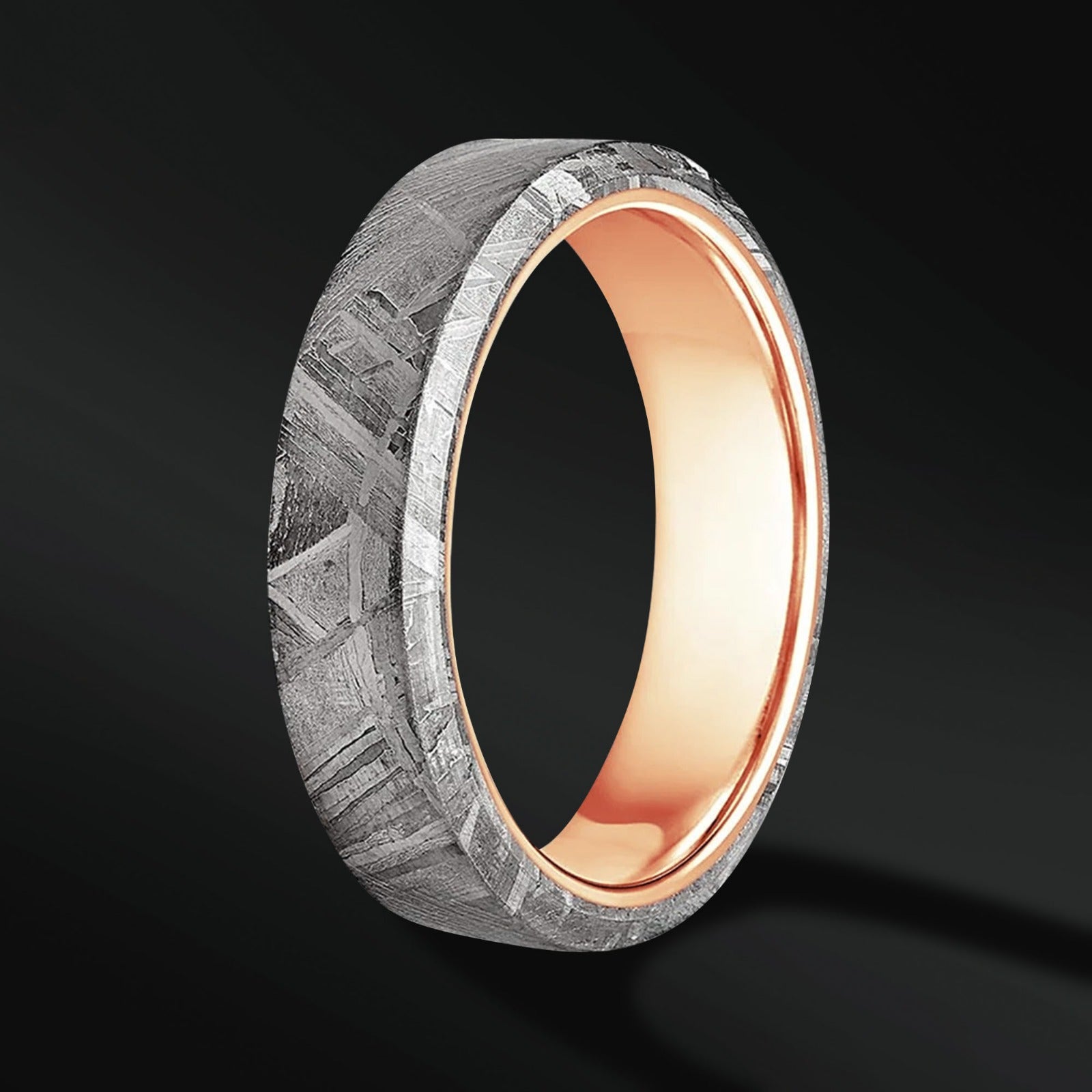 ASTEROID - TUNGSTEN WEDDING BAND WITH BOLD METEORITE